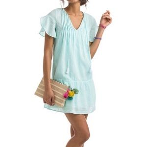 Vineyard vines fluttered aqua blue dress size 2